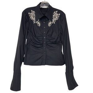 Max Studio Black Embroidered Shirt size M